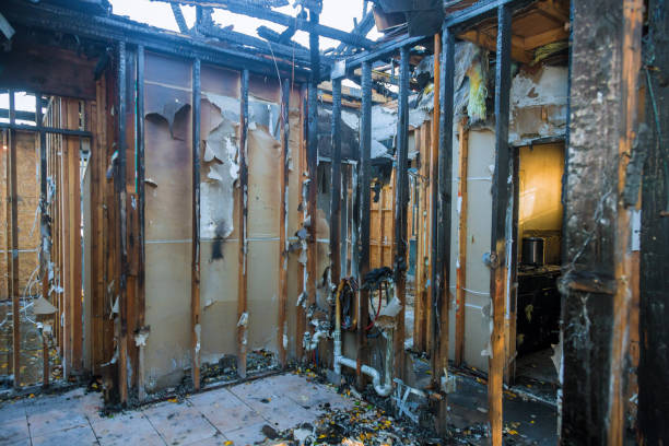 Professional Emergency Fire Damage Restoration technician working in Rockville, MN